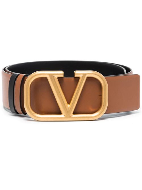 Brown/black calf leather belt Valentino Garavani | 4W2T0S12ZFR11J